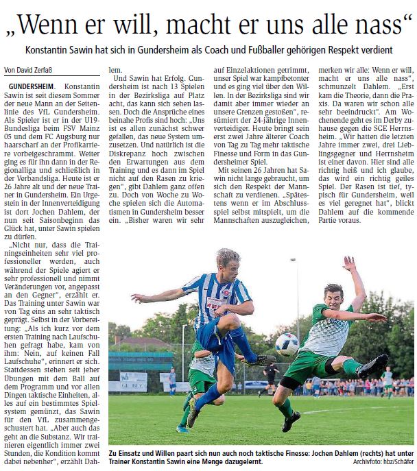 Zeitungsauschnitt WZ "Wenn er will macht er uns alle nass"